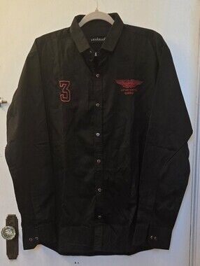 Aston Martin Racine Men's Black Button-Up Shirt Jacket  size XXL